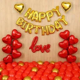 sqe Solid Happy Birthday Red Gold surprise decoration for husband/wife/couple Balloon image 1