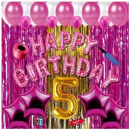 sqe Solid Fifth/5th happy birthday combo/kit pack material for party decorations (Pack of 73) Letter Balloon-picture-21