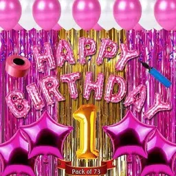 sqe Solid First/1st happy birthday combo/kit material for party decorations (Set of 73) Balloon-picture-14