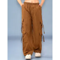 SQew Women Comfort Loose Fit High-Rise Wrinkle Free Cargos Trousers-picture-34