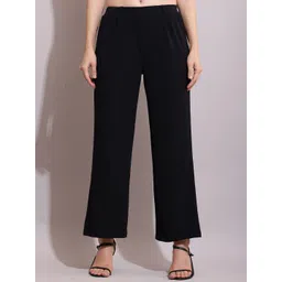 SQew Women Relaxed Straight Leg Loose Fit High-Rise Easy Wash Trousers-picture-37