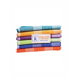 SR HANDLOOMS AND TEXTILES Orange & Blue 4 Piece Striped Cotton 250 GSM Towel Set-picture-41