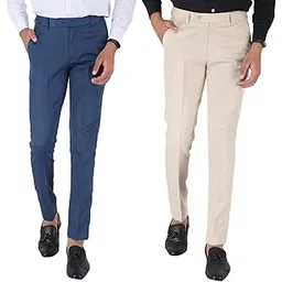 srey Men's Slim Fit Polyester Combo Pants Pack of 2 (MT230_0109_BLLC_P)-picture-56