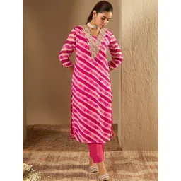 SRF JAIPUR Women Printed Regular Pure Cotton Kurta with Trousers-picture-21