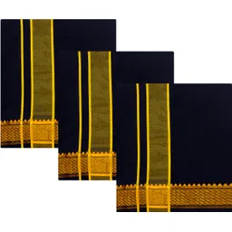 SRI BALAJI TEX BLOCK DHOTI GOLD JARI PACK OF 3 Woven Men Dhoti-picture-12