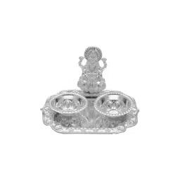 Sri Jagdamba Pearls 0.8 Silver Lakshmi Diya Thali - 42 gm-picture-12