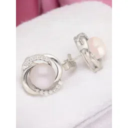 Sri Jagdamba Pearls 925 Silver Pahal Stud Earrings-picture-40