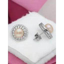 Sri Jagdamba Pearls 925 Silver Queeni Stud Earrings-picture-16