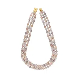 Sri Jagdamba Pearls Candanayika 3 Line Peach, Pink & White Pearl Necklace-picture-34