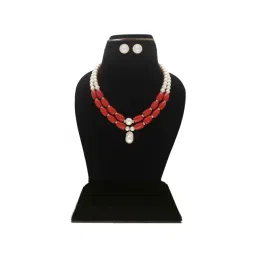 Sri Jagdamba Pearls Cherry 2 Lines Round Pearl Set for Womens-picture-15