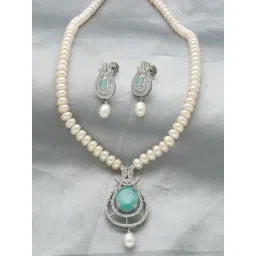 Sri Jagdamba Pearls Dazzle Pearl Necklace & Earrings Set-picture-35