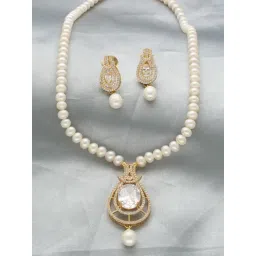 Sri Jagdamba Pearls Divine Pearl Necklace & Earrings Set-picture-48