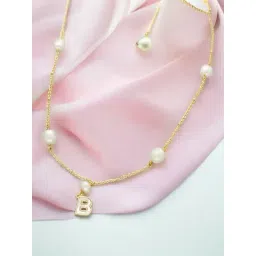 Sri Jagdamba Pearls Fancy B Alphabetic Pearl Chain Pendant for Women-picture-24