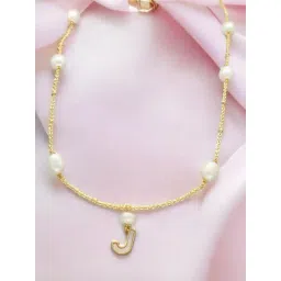 Sri Jagdamba Pearls Fancy J Alphabetic Pearl Chain Pendant for Women-picture-21