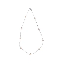Sri Jagdamba Pearls Kiara Peach & Silver Classic Necklace-picture-21