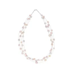 Sri Jagdamba Pearls Kiara Peach & Silver Pearl Casual Necklace-picture-40