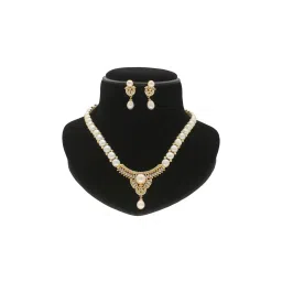 Sri Jagdamba Pearls Shimmering Pearl Necklace & Earrings Set image 4