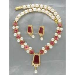 Sri Jagdamba Pearls Splendor Pearl Necklace & Earrings Set-picture-21