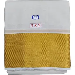 sri raajam textiles Traditional Mens Pure Cotton 16 Mayilkan Dhoti with Angavashtram, 9x5 Size, Green and Maroon Gold Zari Border, Cream Off White Colour, 4 Metres Dhoti with 2.25 Metres Angavashtram,9+5 Panchakacham-picture-16