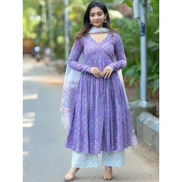 SRILICA Women Floral Printed Empire Anarkali Kurta with Palazzos & Dupatta-picture-20