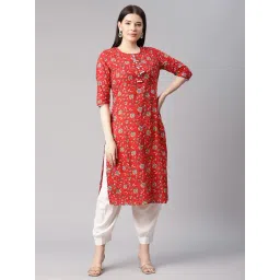 Sringam Red Printed Round Neck Kurta-picture-29