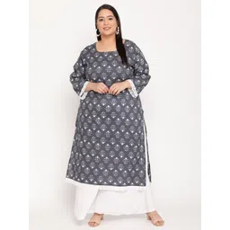 Sringam Women Grey Floral Printed Kurta-picture-25