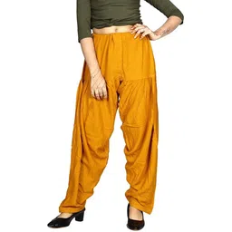 srisaras Cotton Linen Blend Solid Women ["Yellow"] Salwar-picture-39