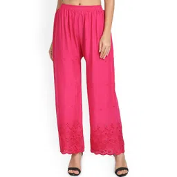 SRISARAS Women Ethnic Motif Embroidered Relaxed Fit Mid-Rise Cotton Trousers-picture-35