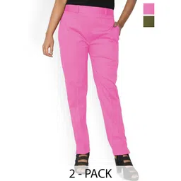 SRISARAS Women Pack Of 2 Mid-Rise Cotton Peg Trousers-picture-13