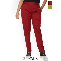 SRISARAS Women Pack Of 2 Mid Rise Regular Fit Cotton RegularTrousers-picture-27