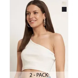 SRISARAS Women Pack of 2 One Shoulder Cotton Fitted Crop Top-picture-14