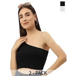 SRISARAS Women Pack of 2 One Shoulder Tank Crop Top-picture-21