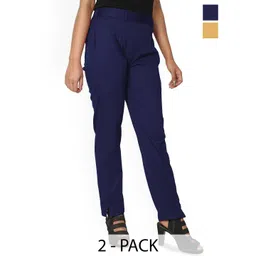 SRISARAS Women Pack Of 2 Regular Fit Mid-Rise Cotton Peg Trousers image 1