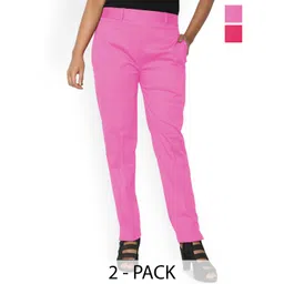 SRISARAS Women Pack of 2 Regular Fit Mid-Rise Cotton Trouser-picture-12
