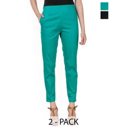 SRISARAS Women Pack of 2 Regular Fit Mid-Rise Trousers-picture-28