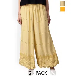 SRISARAS Women Pack of 2 Regular Fit Mid-Rise Trousers-picture-37