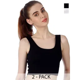 SRISARAS Women Pack Of 2 Ribbed Bralette Cotton Crop Top-picture-28