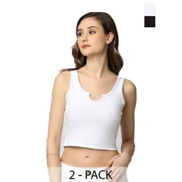 SRISARAS Women Pack of 2 Ribbed Cotton Tank Crop Top-picture-29