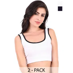 SRISARAS Women Pack of 2 Ribbed Scoop Neck Cotton Tank Crop Top-picture-40