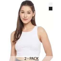 SRISARAS Women Pack of 2 Round Neck Cotton Tank Crop Top-picture-31