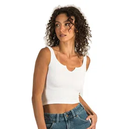 SRISARAS Women Pack Of 2 Solid Scoop Neck Cotton Tank Crop Top image 4