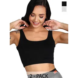 SRISARAS Women Pack of 2 Vertical Stripes Striped Scoop Neck Cotton Tank Crop Top-picture-18