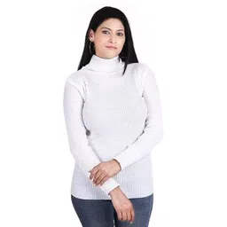 SRISARAS Women Self Design Turtle Neck Cotton Relaxed Fit T-shirt-picture-21