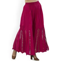 SRISARAS Women Solid Embellished Pleated Trousers image 1