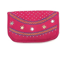 srishopify handicrafts Bifold Wallets for Women| Handmade Cotton Girls Clutch/Wallet with Magnetic Closure| Ladies Card Holder Organizer 8.5 Inch Pink-picture-41