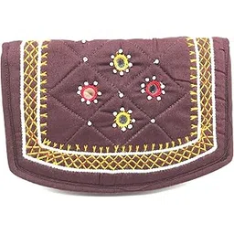 srishopify handicrafts Money Pouches for Ladies Hand Pouch Banjara Traditional Purse for Girls Clutch Purse Money Wallet (6.5 Inch Small Purse Brown Mirror, Beads and Thread Work Handcraft)-picture-54