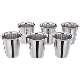 srs (Pack of 6) Stainless Steel Tea, Coffee, Milk Glass set (100 ml, Pack of 6) Glass Set Water/Juice Glass-picture-20
