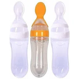 ss sales Baby Squeezy Food Grade Silicone Spoon Bottle Feeder for Baby Feeding - Silicone Pack of 3 ( White , Yellow )- SILICONE-picture-16
