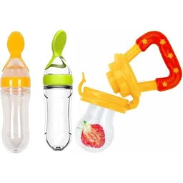 ss sales Squeezy Food Grade Silicone Bottle Feeder & Silicone Food Fruit Pacifier/Nibbler/Soother for Babies/Kids/Children (Squeezy Feeder 'Yellow Green'' + Pacifier 'Yellow') (Pack of 3) - Silicone - SILICONE ( Yellow, Green, White ) Buy 2 Spoon feeder Get 1 Fruit feeder Free - SILICONE (Yellow, Green, Yellow)- SILICONE-picture-17