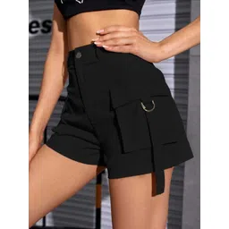 ss unicorn Self Design Women Black Cargo Shorts-picture-16